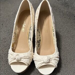 American Eagle Outfitters Women's Lace Peep Toe Heels